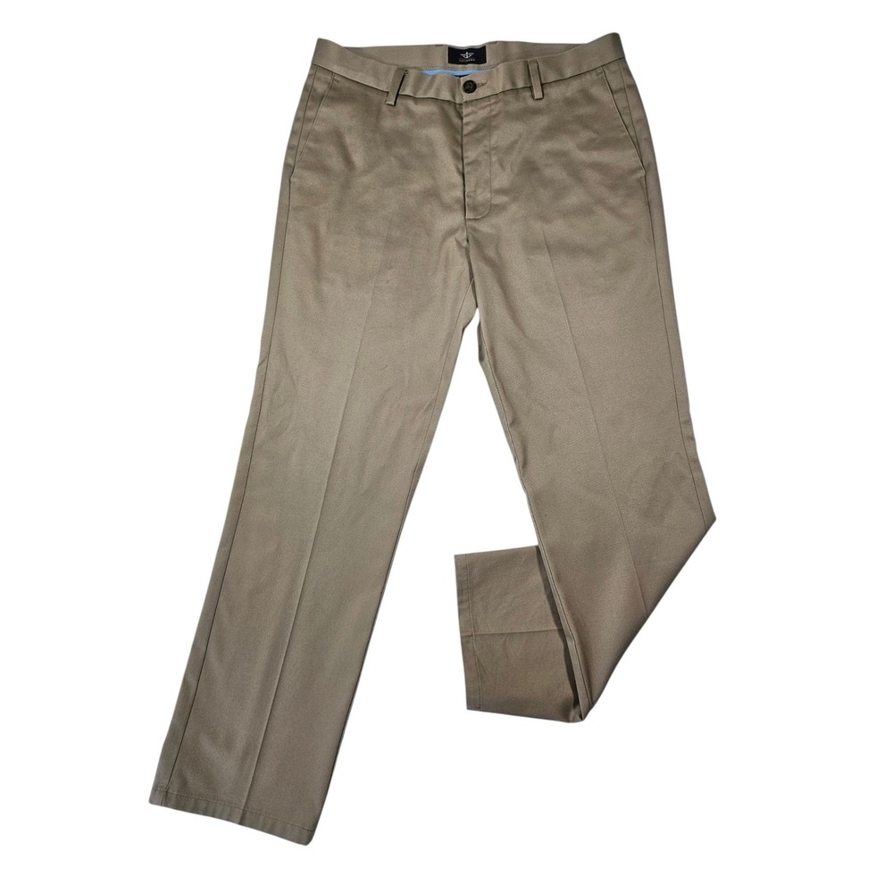 Dockers Slim Fit Chinos Mens 34 Khaki Tan 100% Cotton Flat Front Pants